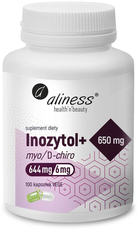 Aliness Inozitolis mio/D-chiro 650 mg + vitaminas B6 maisto papildas 100 kapsulių