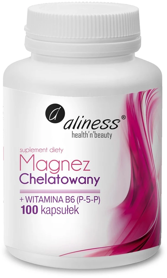 ALINESS Chelated Magnesium 650 mg + B6 (P-5-P – dietary supplement – 100 capsules