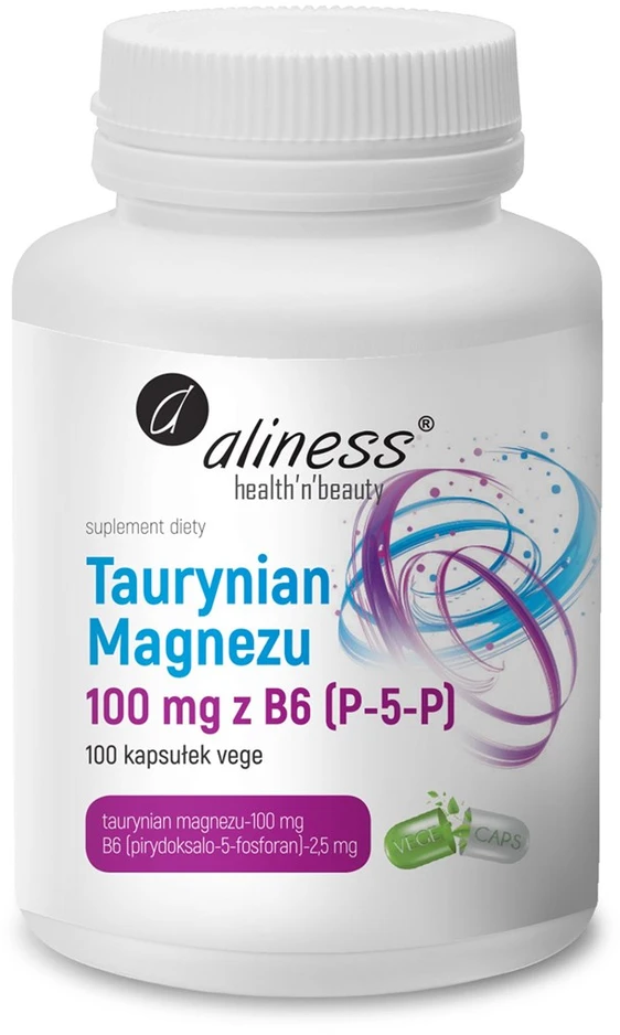 ALINESS Magnesium Taurate 100 mg with B6 (P-5-P) – dietary supplement – 100 capsules
