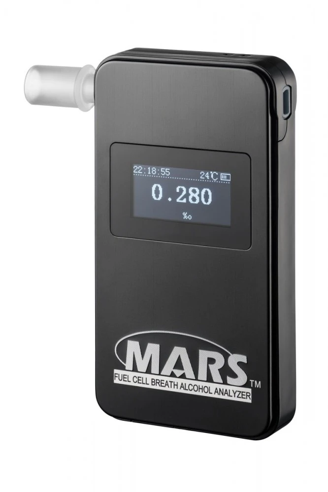 Elektrocheminis alkotesteris „Mars Bluetooth“ su juodais dažais