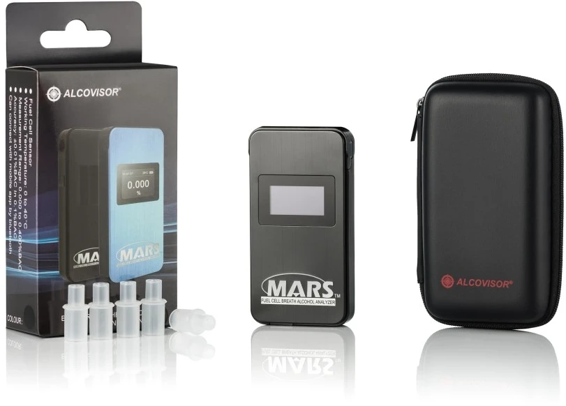 Elektrocheminis alkotesteris „Mars Bluetooth“ su juodais dažais