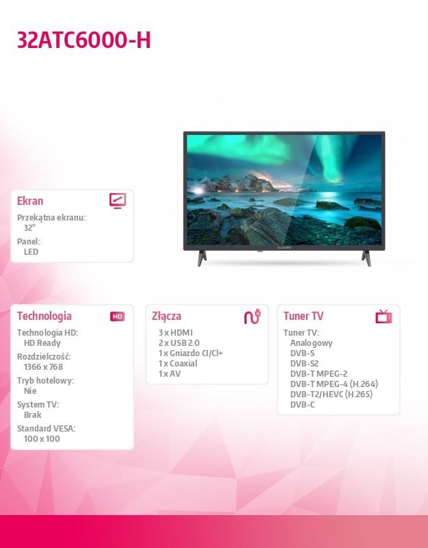 „Allview 32ATC6000-H“ 32 colių (81 cm) HD Ready LED televizorius | „Allview“ | 32ATC6000-H | 32 colių (81 cm) | N/A | HD | Juodas