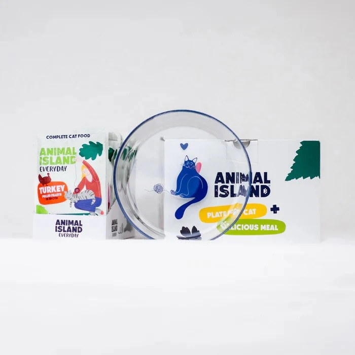 ANIMAL ISLAND Everyday kalakutiena in broth Box – šlapias kačių maistas – 12x85g + lėkštutė dovanų