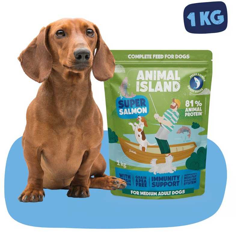 ANIMAL ISLAND lašiša - dry dog food - 1kg
