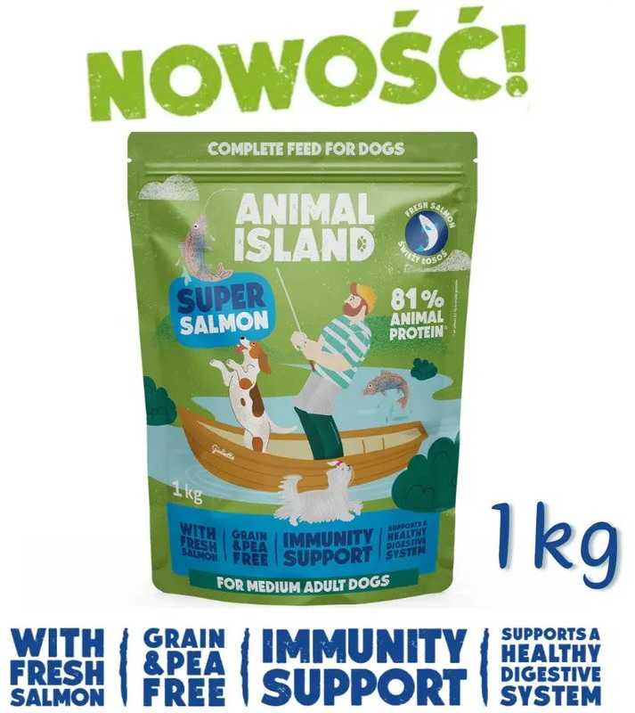 ANIMAL ISLAND lašiša - dry dog food - 1kg