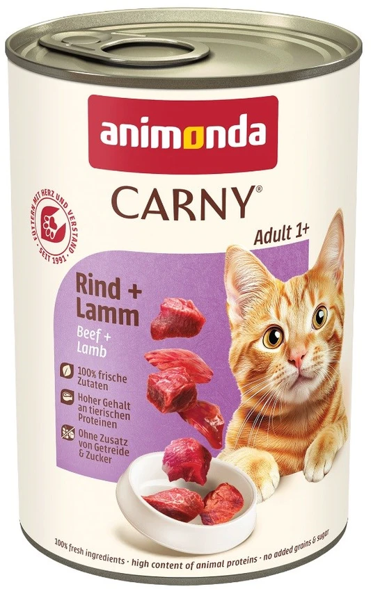 Animoda Animonda Carny adult 400g suaugusių kačių konservai su jautiena ir ėriena
