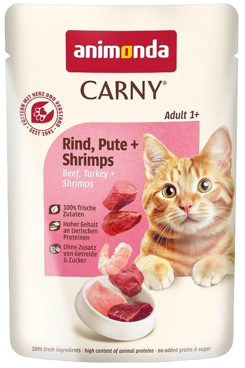 Animoda Drėgnas Kačių Maistas - Animonda Carny Suaugusiems 85g Jautiena, Kalakutiena Ir Krevetėmis