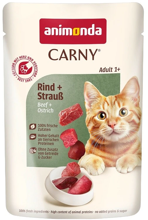 Animoda Drėgnas Kačių Maistas - Animonda Carny, Jautiena ir Strutiena