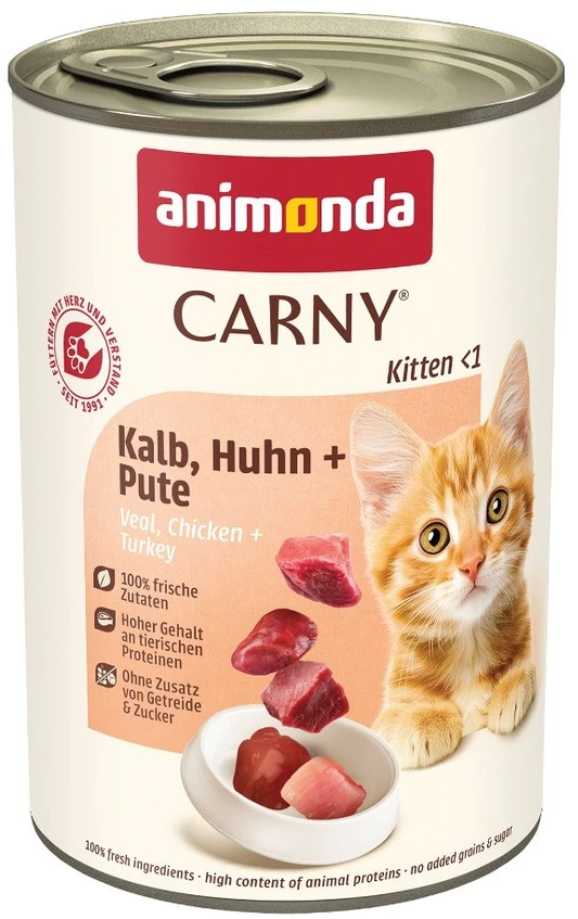 ANIMONDA Carny Kitten Veal, vištiena, kalakutiena - wet cat food - 400g