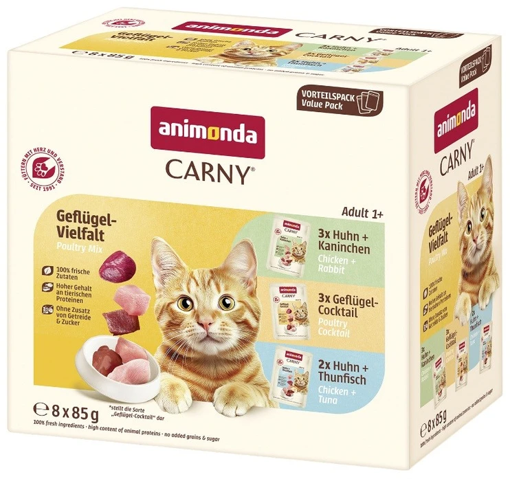 ANIMONDA Carny Adult paukštienos mišinys - šlapias kačių ėdalas - 8x85g
