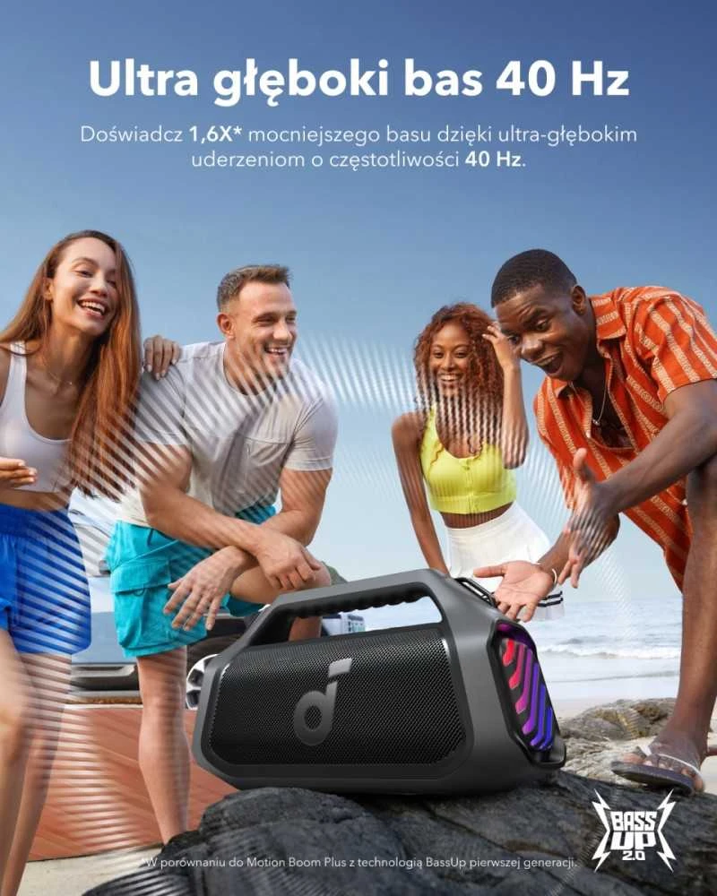 Nešiojama kolonėlė Anker Soundcore Motion Boom 2 Plus, Juodos spalvos