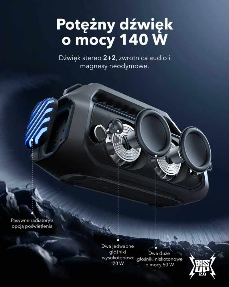 Nešiojama kolonėlė Anker Soundcore Motion Boom 2 Plus, Juodos spalvos