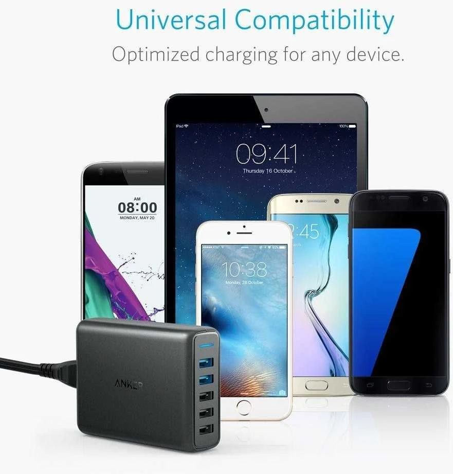Telefono įkroviklis Anker PowerPort Speed 5 Ports, Quick Charge 3.0, 63W