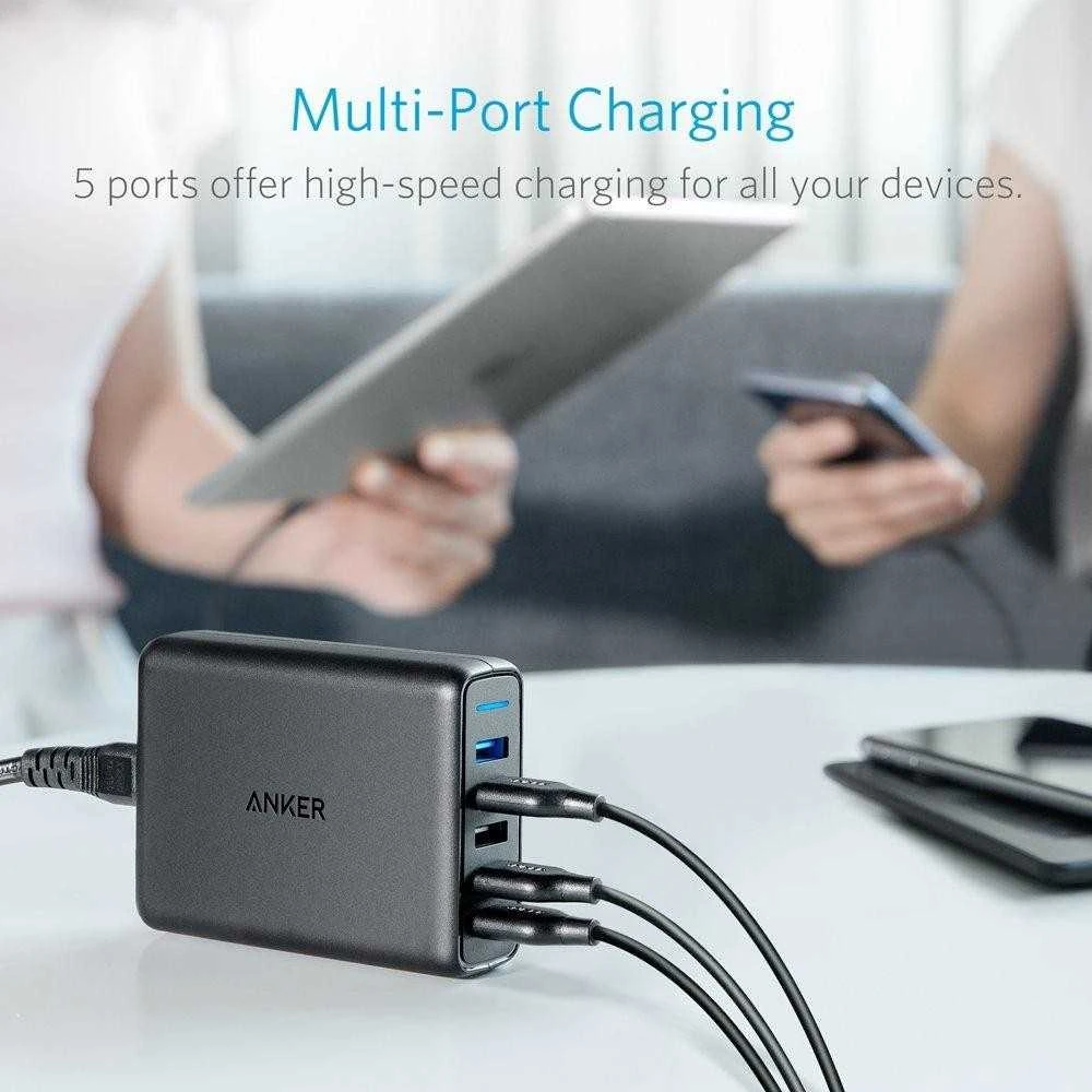 Telefono įkroviklis Anker PowerPort Speed 5 Ports, Quick Charge 3.0, 63W