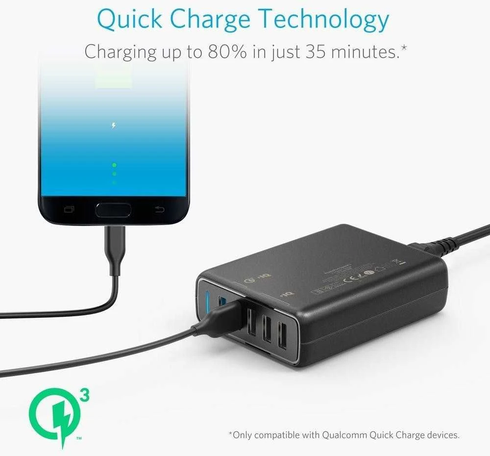 Telefono įkroviklis Anker PowerPort Speed 5 Ports, Quick Charge 3.0, 63W