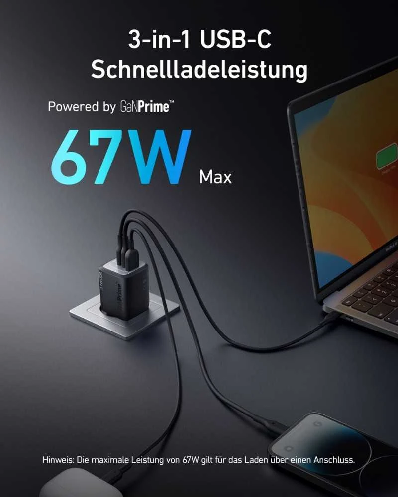 Anker 735 Prime sieninis įkroviklis 67W, 1A/2C | A2669313