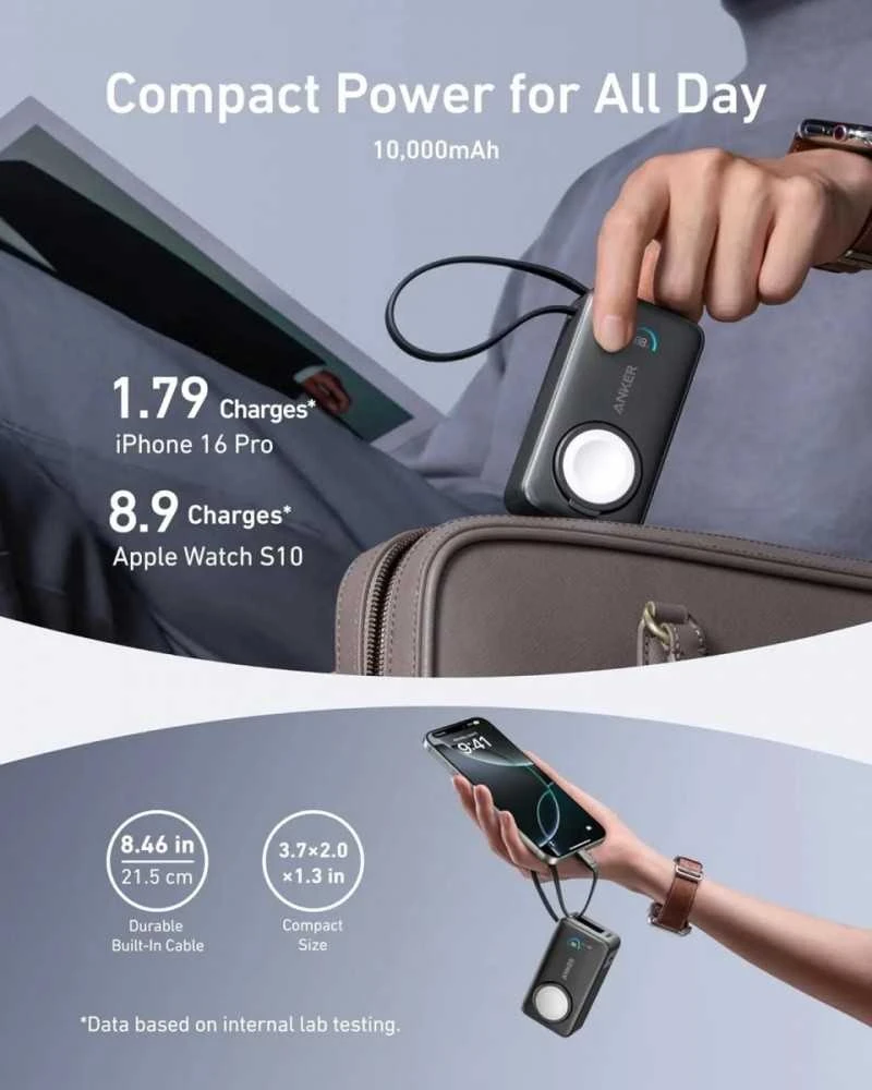 Anker MagGo Power Bank | 10000 mAh | Juodas Stone