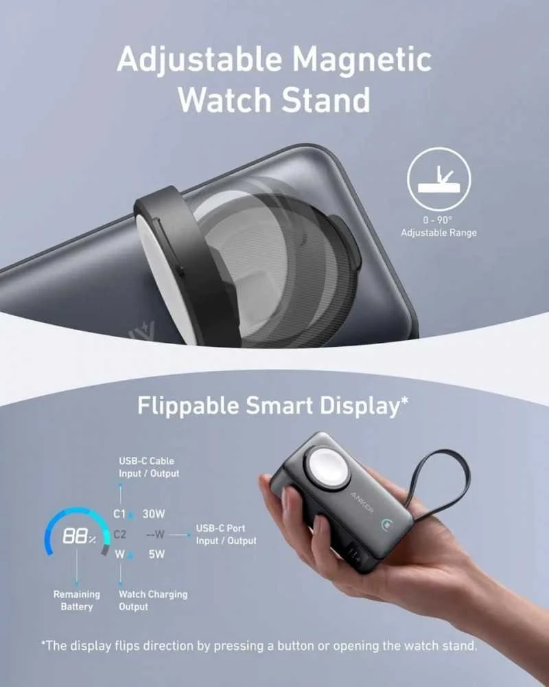 Anker MagGo Power Bank | 10000 mAh | Juodas Stone