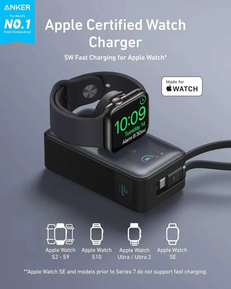 Anker MagGo Power Bank | 10000 mAh | Juodas Stone