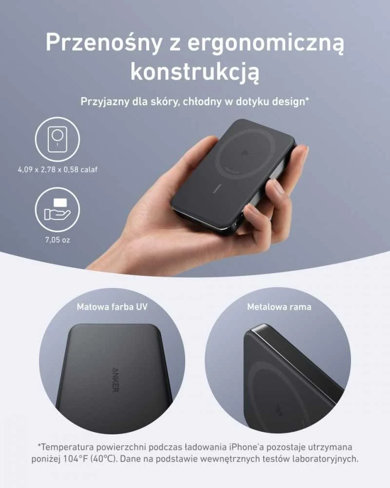 Anker MagGo Wireless Powerbank (su 30 W C prievadu, itin plonas) | A1664H11 | 10000 mAh | Juodas
