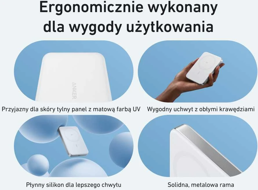 „Anker MagGo“ išorinė baterija 10K magnetinė, belaidė, balta