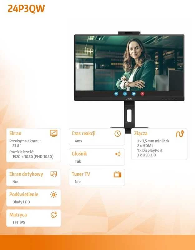 Monitorius AOC 24P3QW, 23.8"