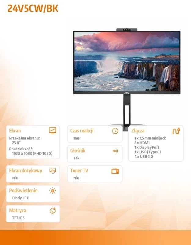 Monitorius AOC 24V5CW/BK 23.8"