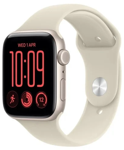 Išmanusis laikrodis Apple Watch SE 3 GPS + Cellular 44mm Starlight Alu Sport S/M Smėlio spalvos (MJLL4MP/A)