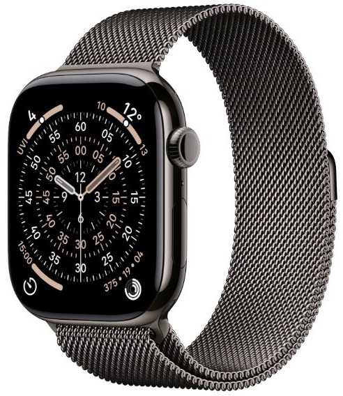 Išmanusis laikrodis Apple Watch Series 11 GPS + Cellular 46 mm šiferio titano korpusas su šiferio Milanese kilpele – S/M
