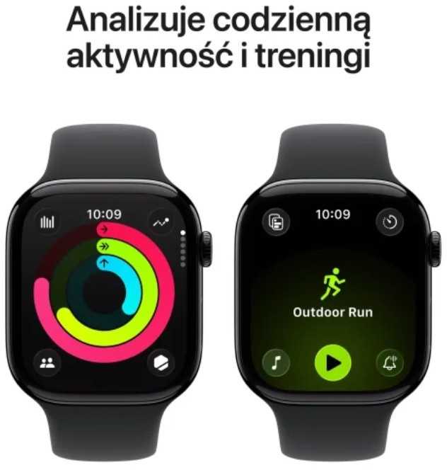 Išmanusis laikrodis Apple Watch series 11 gps + cellular koperta 46 mm su aliuminio w kolorze onyksu, dirželis sportowy (juodos spalvos) - dydis m/l