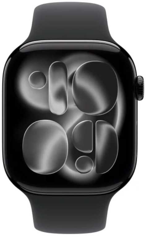 Išmanusis laikrodis „Apple Watch Series 11 GPS + Cellular“, 46 mm, juodos spalvos aliuminio korpusas | Juodas sportinis dirželis – S/M