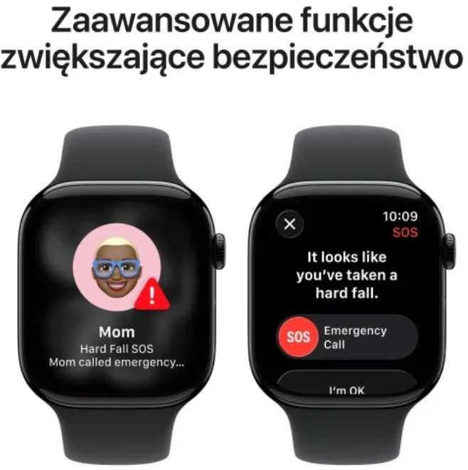 Išmanusis laikrodis Apple Watch series 11 gps + cellular koperta 46 mm su aliuminio w kolorze onyksu, dirželis sportowy (juodos spalvos) - dydis m/l