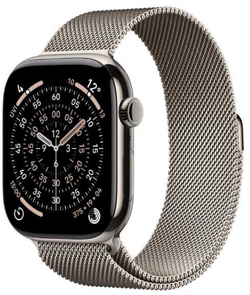 Išmanusis laikrodis Apple Watch 11 GPS + Cellular 46mm Natural Titanium Milanese Loop S/M Pilka (MFCY4MP/A)