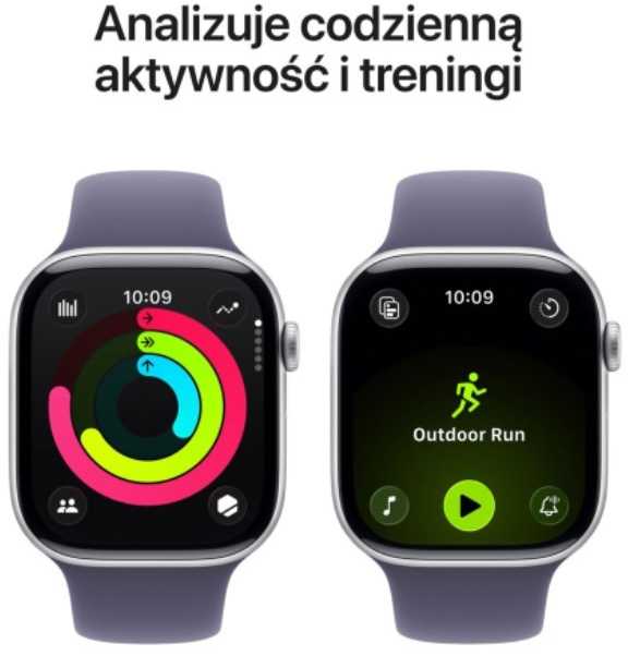 Išmanusis laikrodis „Apple Watch Series 11 GPS“ 46 mm sidabrinio aliuminio korpusas su violetiniu rūko spalvos sportiniu dirželiu – M/L