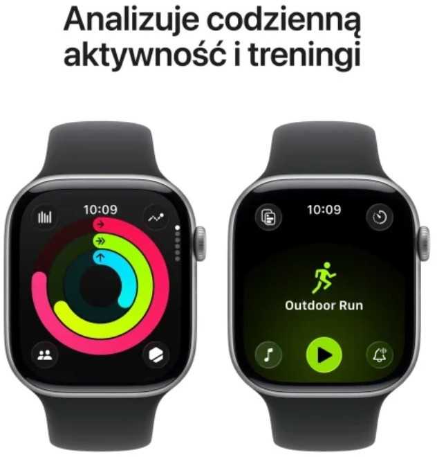 Išmanusis laikrodis „Apple Watch Series 11 GPS + Cellular“, 46 mm, kosminės pilkos spalvos aliuminio korpusas su juodu sportiniu dirželiu – M/L