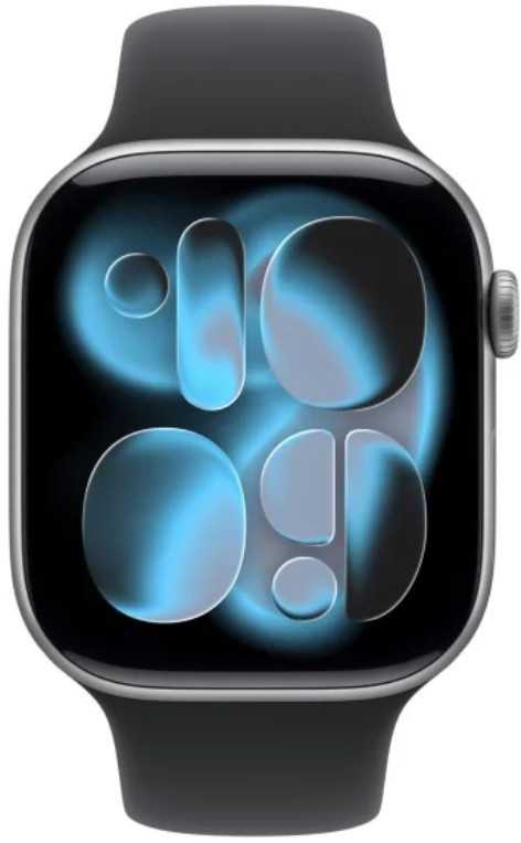 Išmanusis laikrodis Apple „Watch Series 11 GPS + Cellular“, 42 mm, kosminės pilkos spalvos aliuminio korpusas su juodu sportiniu dirželiu – S/M