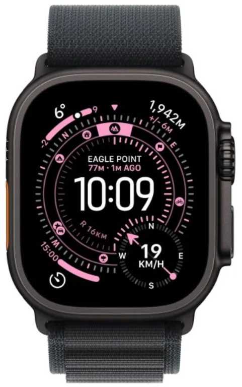 Išmanusis laikrodis Apple Watch Ultra 3 GPS + Cellular 49 mm, juodos spalvos, titano spalvos / „Alpine Loop S“, juodas (MF0Q4QP/A)