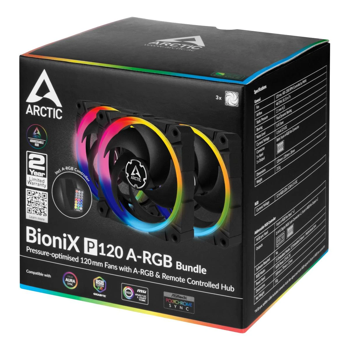 ARCTIC BioniX P120 A-RGB Optimizuotas slėgis 120 mm ventiliatorius su A-RGB