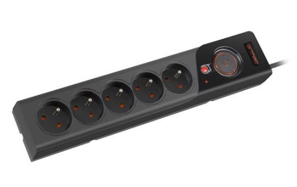 ARMAC Surge Protector Z5 1,5m 5x prancūziški lizdai 10A kabelių laikiklis juodas