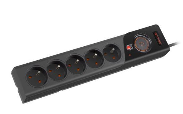 ARMAC Surge Protector Z5 5m 5x prancūziški lizdai 10A kabelių laikiklis juodas