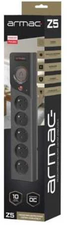 ARMAC Surge Protector Z5 3m 5x prancūziški lizdai 10A kabelių laikiklis juodas