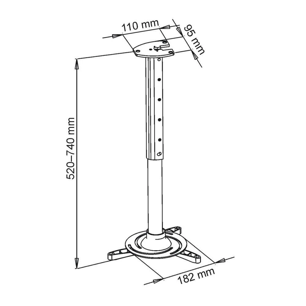ART RAMP P-102B ART Holder P-102 40-62cm prie projektoriaus juodas 15KG tvirtinimas prie lubinio laikiklio