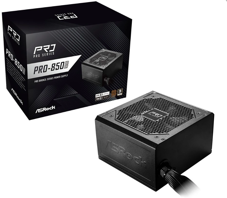 Asrock PRO-850B maitinimo blokas 850 W 24 kontaktų ATX ATX Juodas