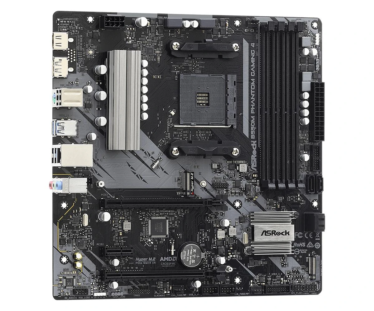Pagrindinė plokštė ASROCK AMD B550 / SAM4 / MicroATX / 1xPCI-Express 3.0 1x / 1xPCI-Express 3.0 4x|2xM.2 / 1xPCI-Express 4.0 16x / Memory DDR4 / Atminties lizdai 4 / 1xHDMI / 1xDisplayPort / 2xAudio-In / 1xAudio-Out / 2xUSB 2.0 / 4xUSB 3.2 / 1xPS/2 / 1xRJ45