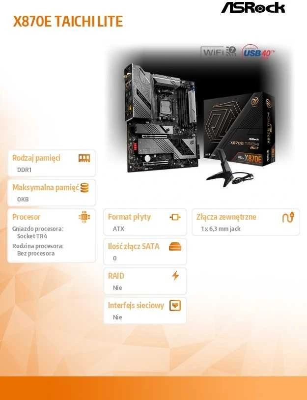 Pagrindinė plokštė Motininė Plokštė - ASRock X870E Taichi Lite