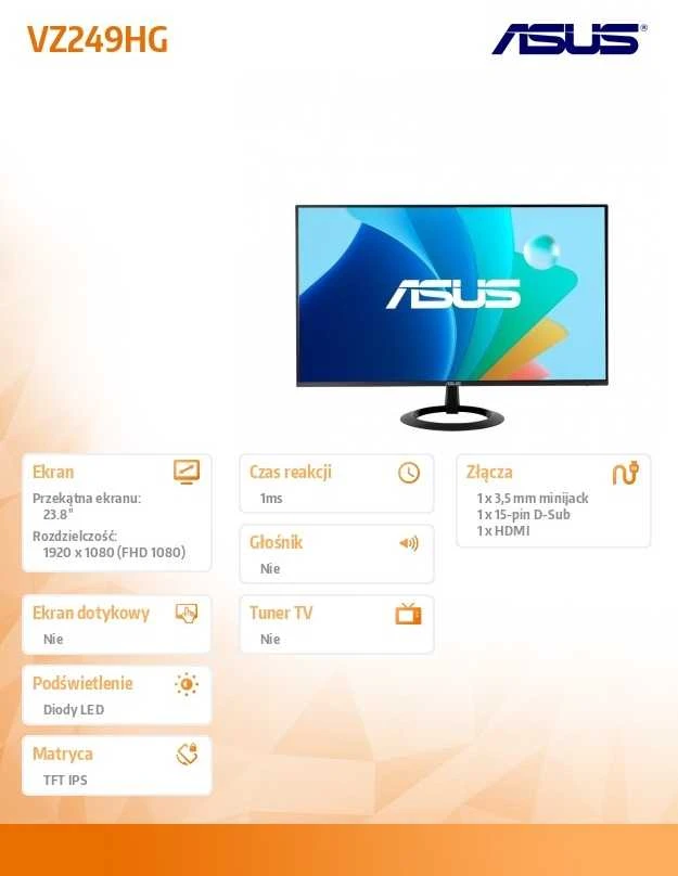 Monitorius ASUS VZ249HG - 120Hz | Full HD | IPS | 23.8"