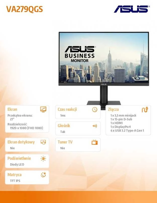 Monitorius ASUS VA279QGS - 120Hz | Full HD | 27'' | IPS | 1ms