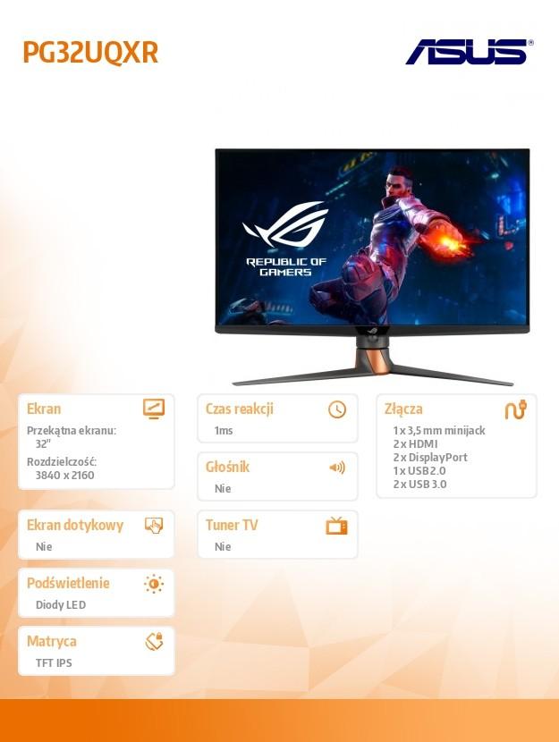 Monitorius ASUS ROG Swift PG32UQXR, 32", 3840 x 2160, 160Hz, IPS, 1ms