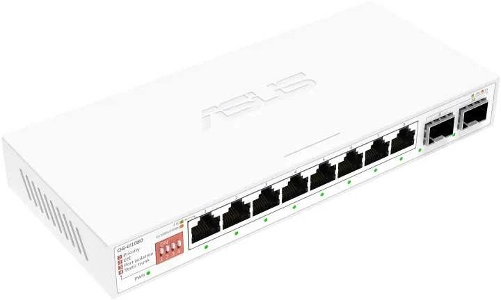 Šakotuvas Asus | QG-U1080 | 8 prievadų 2.5G ir 2 prievadų 10G SFP+ komutatorius | Nevaldomas | Stalinis | SFP+ jungčių kiekis: 2 x 10G SFP+ jungtys