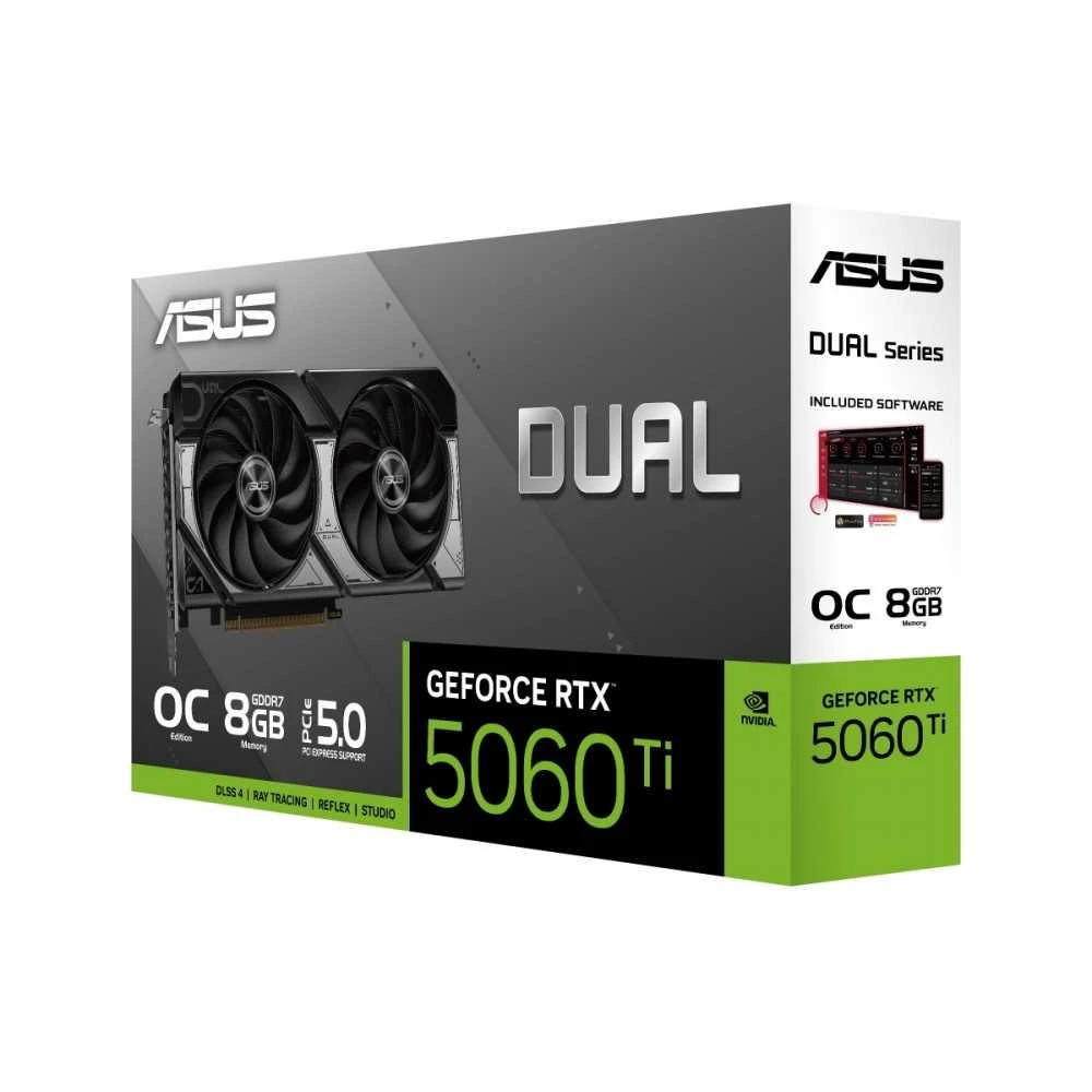Asus Vaizdo plokštė geforce rtx 5060 ti dual oc 8gb gddr7 128bit 3dp/hdmi